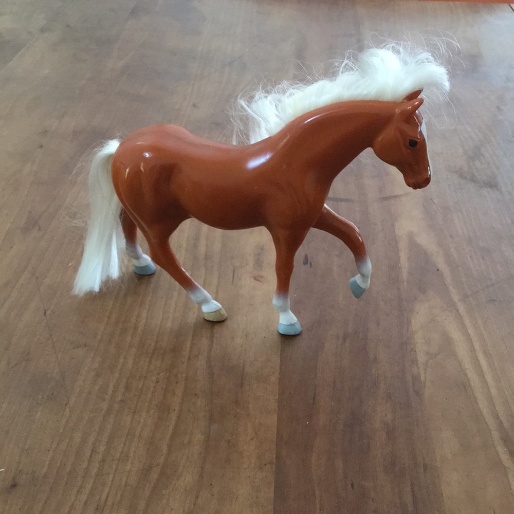 Chestnut Brown Horse Toy Figure with White Mane and Legs